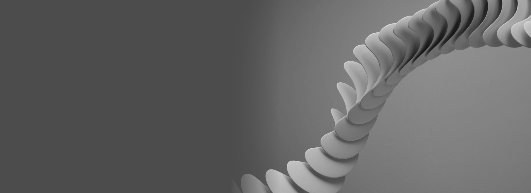 3D abstract shape flowing in an S-curve made out of thin curved and rounded sheets. Roughly looks like a spine.